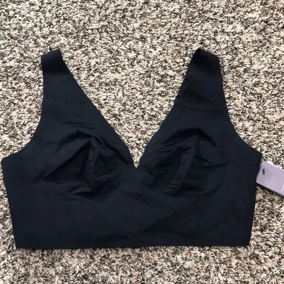 Auden Luxury Collection Unlined V Neck Black Seamless Bralette Sz L | NWT - Picture 1 of 6